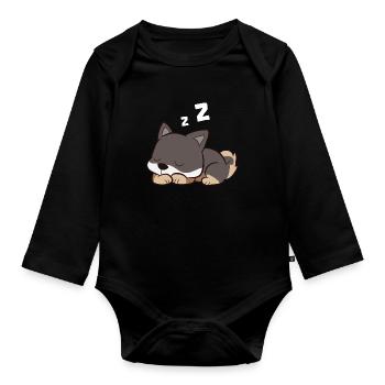Shikoku Chien Endormi Kochi-Ken Chien Japon - Body Bébé bio manches longues - noir - Devant