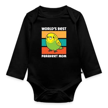 Perruche Perruche Oiseau Mama Worlds Best - Body Bébé bio manches longues - noir - Devant