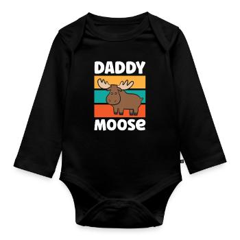 Daddy Moose Matching Moose Papa Moose - Organic Longsleeve Baby Bodysuit - black - Front