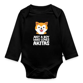 Nur ein Junge, der Akita-Hunde liebt - Baby Bio-Langarm-Body - Schwarz - Vorne