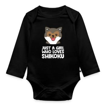 Just a Girl Who Loves Shikoku Dogs - Organic Longsleeve Baby Bodysuit - black - Front