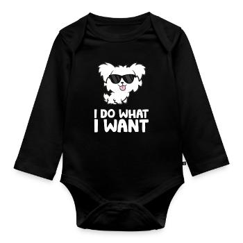 Morkie Welpe Ich mache was ich will Lustiger - Baby Bio-Langarm-Body - Schwarz - Vorne
