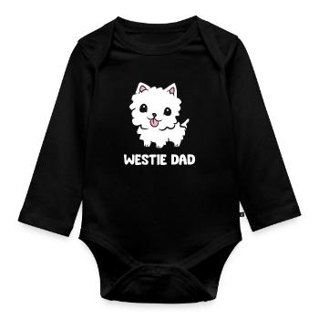 West Highland White Terrier Chien Drôle Westie Papa - Body Bébé bio manches longues - noir - Devant