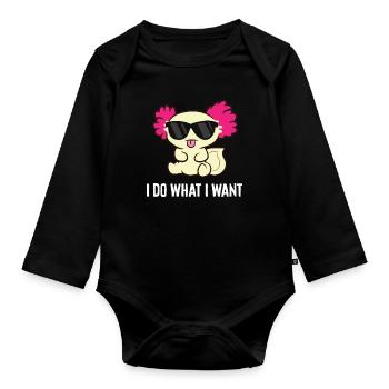 Je fais ce que je veux Drôle de salamandre mexicaine Kawaii - Body Bébé bio manches longues - noir - Devant