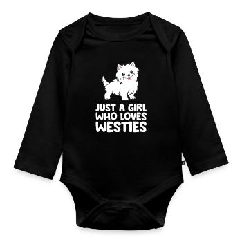 Juste une fille qui aime Westies - Body Bébé bio manches longues - noir - Devant