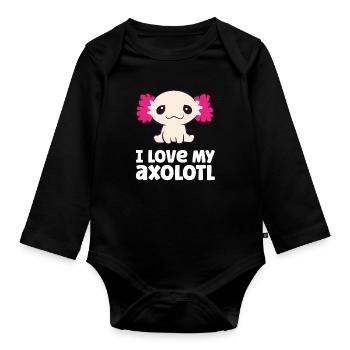 Axolotls As Pets I Love My Axolotl Love Axolotls - Organic Longsleeve Baby Bodysuit - black - Front