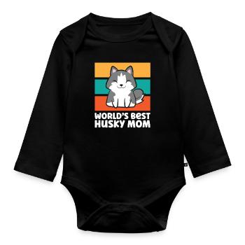 Worlds Best Husky Mom Siberian Husky Dog - Baby Bio-Langarm-Body - Schwarz - Vorne
