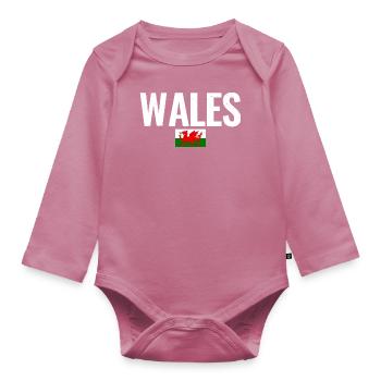 Wales Walisische Flagge Waliser - Baby Bio-Langarm-Body - Mauve - Vorne