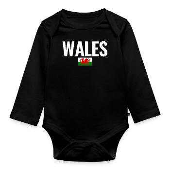 Wales Welsh flag Welsh - Organic Longsleeve Baby Bodysuit - black - Front