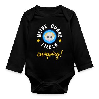 Meine Hunde lieben Camping! - Baby Bio-Langarm-Body - Schwarz - Vorne