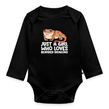 Juste une fille qui aime les dragons barbus Reptile - Body Bébé bio manches longues - noir - Devant