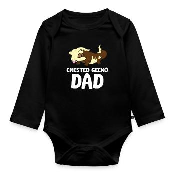 Crested Gecko Dad Lizard Reptile Father Crested - Organic Longsleeve Baby Bodysuit - black - Front