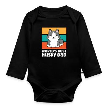 Worlds Best Husky Dad Siberian Husky Dog - Baby Bio-Langarm-Body - Schwarz - Vorne