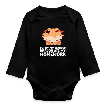Désolé, mon dragon barbu a mon - Body Bébé bio manches longues - noir - Devant