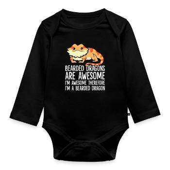 Les dragons barbus sont fantastiques Je suis fantastique - Body Bébé bio manches longues - noir - Devant