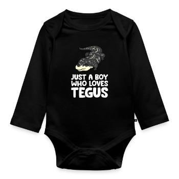 Nur ein Junge, der Tegus liebt Argentinischer - Baby Bio-Langarm-Body - Schwarz - Vorne