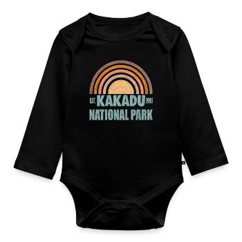 KAKADU NATIONAL PARK AUSTRALIA - Baby Bio-Langarm-Body - Schwarz - Vorne