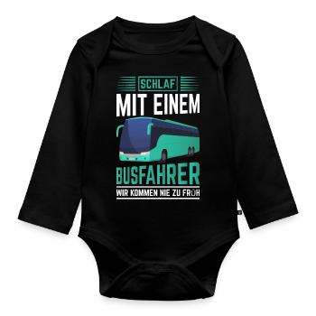 Bus Schlaf mit einem Busfahrer - Baby Bio-Langarm-Body - Schwarz - Vorne