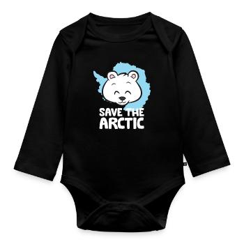 Rettet die Arktis Globale Erwärmung Klimawandel - Baby Bio-Langarm-Body - Schwarz - Vorne