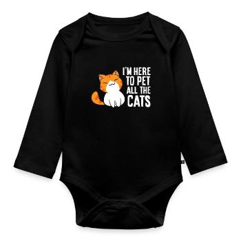 Je suis là pour caresser tous les chats - Body Bébé bio manches longues - noir - Devant