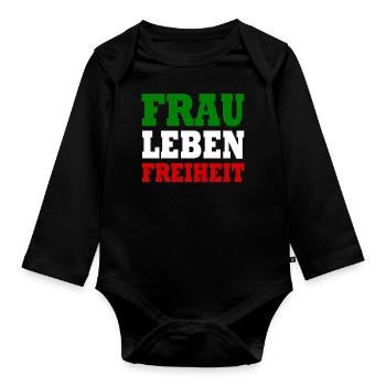 Frau leben freiheit - Baby Bio-Langarm-Body - Schwarz - Vorne