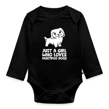 Juste une fille qui aime les chiens Maltipoo - Body Bébé bio manches longues - noir - Devant