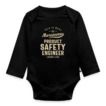 Awesome Product Safety Engineer Job - Organic Longsleeve Baby Bodysuit - black - Front