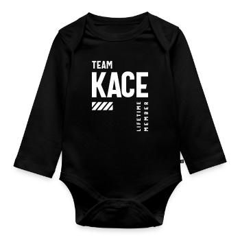 Team Kace Lebenslanges Mitglied Personalisierter Name - Baby Bio-Langarm-Body - Schwarz - Vorne