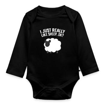 Sheep Lover Sheep Herder I Just Really Like Sheep - Organic Longsleeve Baby Bodysuit - black - Front