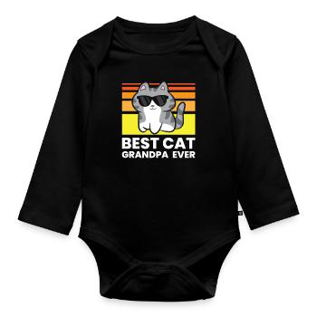 Meilleur grand-père chat de tous les temps - Body Bébé bio manches longues - noir - Devant