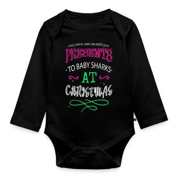 Dinosaurs Computer Bodybuilder Dinosaur Tshirt - Organic Longsleeve Baby Bodysuit - black - Front