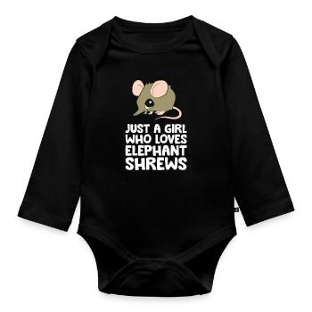 Just a Girl Who Loves Elephant Shrews - Organic Longsleeve Baby Bodysuit - black - Front