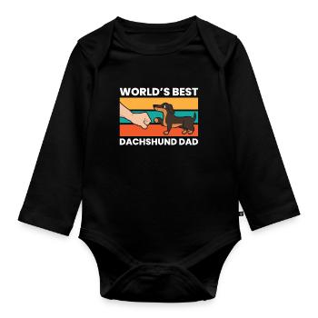 Weltbester Dackel Papa Dackel Hund Papa - Baby Bio-Langarm-Body - Schwarz - Vorne