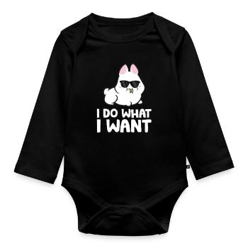 Lapin Je fais ce que je veux Lapin mignon - Body Bébé bio manches longues - noir - Devant