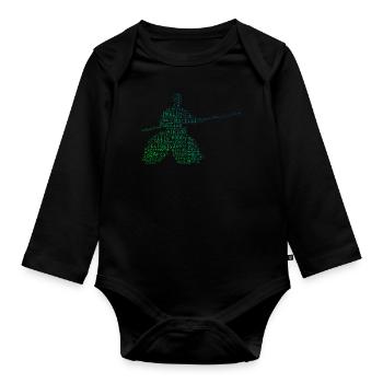 Martial Arts Women Aikidoka Aikido Martial Arts - Organic Longsleeve Baby Bodysuit - black - Front