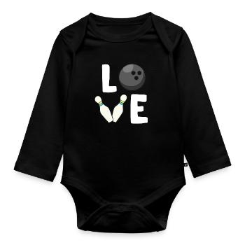 Bowling Liebe Bowling Spieler Lustiges Bowling - Baby Bio-Langarm-Body - Schwarz - Vorne