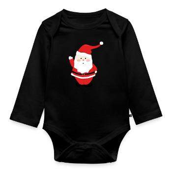 Santa Claus Merry Christmas Herz Liebe T-Shirt - Baby Bio-Langarm-Body - Schwarz - Vorne