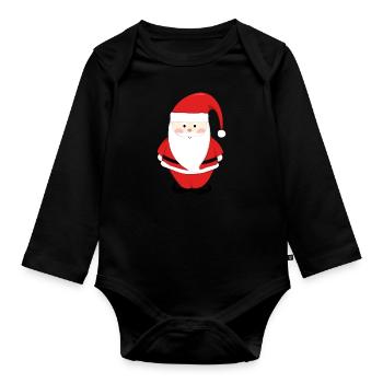 Santa Claus Merry Christmas Herz Liebe T-Shirt - Baby Bio-Langarm-Body - Schwarz - Vorne