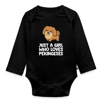 Just a Girl Who Loves Pekingeses - Organic Longsleeve Baby Bodysuit - black - Front