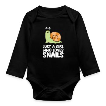 Just a Girl Who Loves Snails - Organic Longsleeve Baby Bodysuit - black - Front