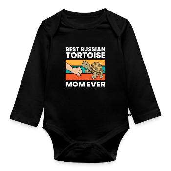 Beste russische Schildkrötenmama aller Zeiten - Baby Bio-Langarm-Body - Schwarz - Vorne