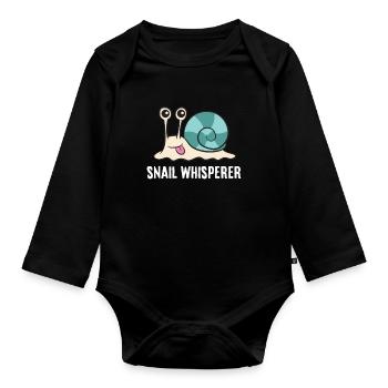 Snail Whisperer Love Snails - Organic Longsleeve Baby Bodysuit - black - Front
