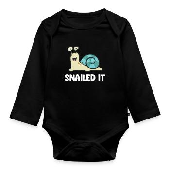 Snailed It Snail - Organic Longsleeve Baby Bodysuit - black - Front