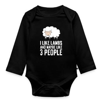 I Like Lambs And Maybe Like 3 People - Baby Bio-Langarm-Body - Schwarz - Vorne