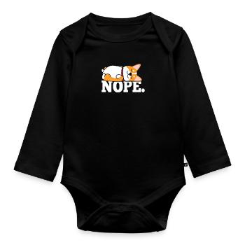 Corgi - Organic Longsleeve Baby Bodysuit - black - Front