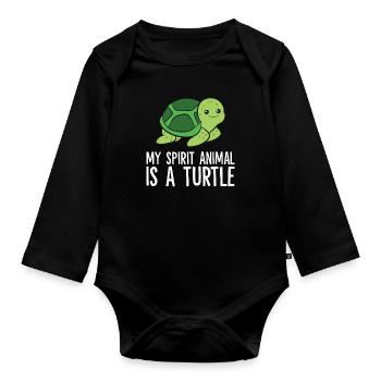 My Spirit Animal Is A Turtle Love Turtles - Organic Longsleeve Baby Bodysuit - black - Front