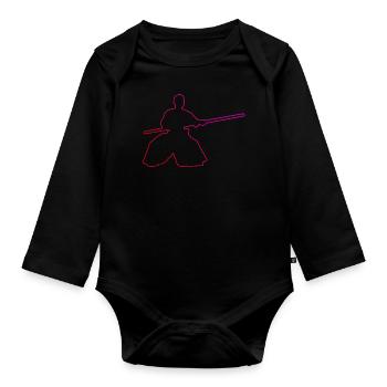 Martial Arts Aikidoka Damen Kampfsport Aikido - Baby Bio-Langarm-Body - Schwarz - Vorne