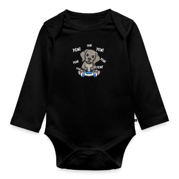 Weimaraner - Baby Bio-Langarm-Body - Schwarz - Vorne