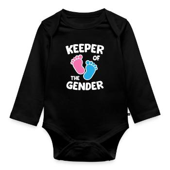 Keeper Of The Gender Pregnancy Gender Reveal - Baby Bio-Langarm-Body - Schwarz - Vorne