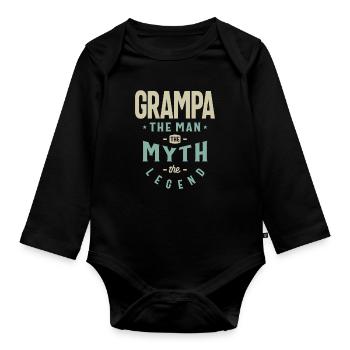Grampa The Man The Myth The Legend - Dad Grandpa - Organic Longsleeve Baby Bodysuit - black - Front